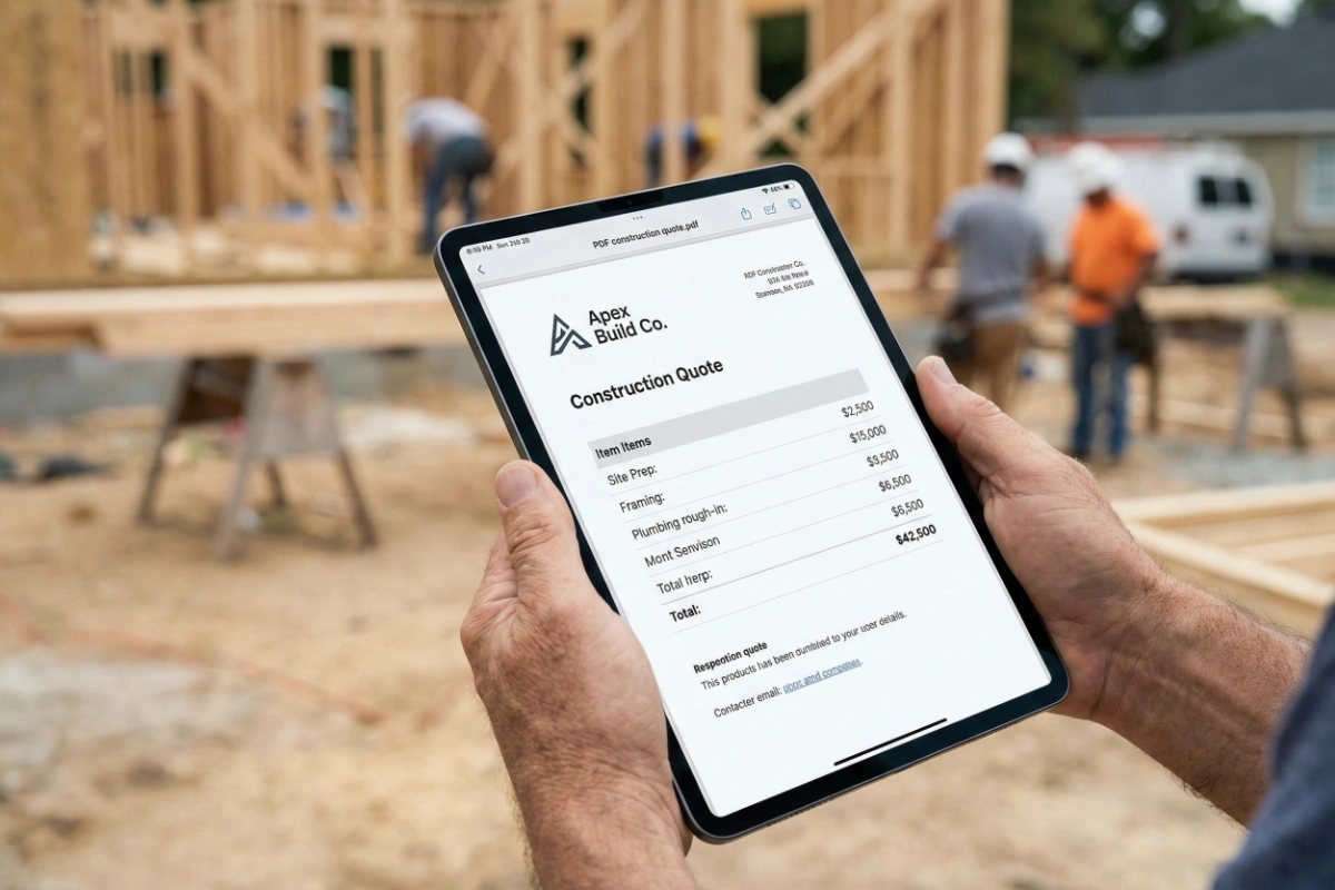 Example of a clean, professional construction quote document